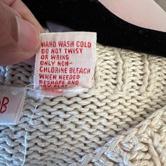 Vintage Cos Cob 3D Leaf Appliqué Knit Top Padded Shoulders Cream Grandmacore - Picture 4 of 5